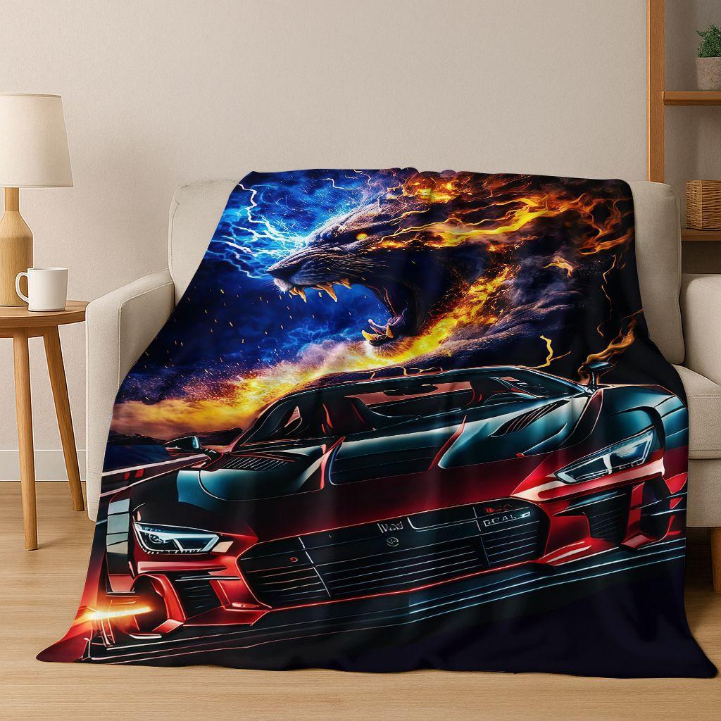 Future Concept Sports Car Racing Bike Art Flannel Blanket,Cozy Soft Throw Blanket for Home Bedroom Bed Sofa Picnic Cover Gift