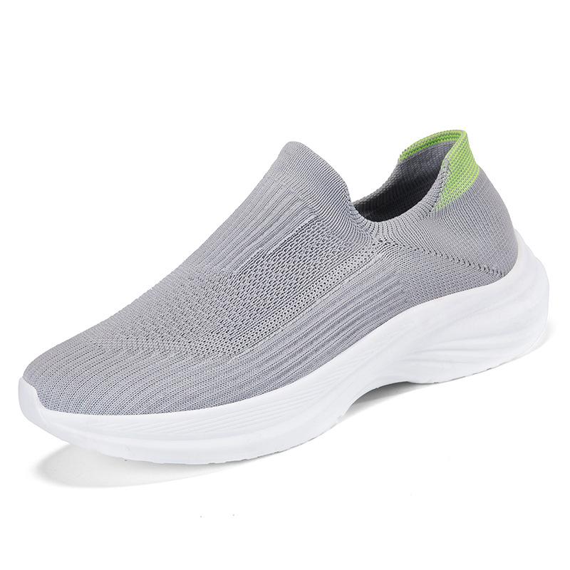 Men s Lightweight Flyknit Slip-On Running Shoes - Breathable Mesh Upper for Spring/Summer US 13 серый