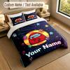 Custom Name Text Bedding 3Pcs Set,Among Us 1 Duvet Cover 2 Pillowcases Soft Bed Linen For Gift