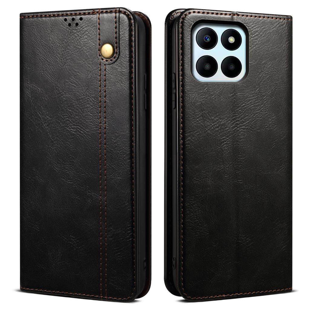 For Honor X8b 4G Waxy Crazy Horse Texture Case PU Leather Phone Cover Wallet