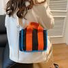 2025 Fashion New Women's Bag Niche Design Color Matching Canvas Bag Foreign Style Portable Magnetic Buckle Bag Versatile Shoulder Bag Tide