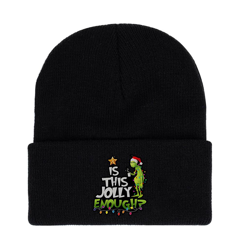 The Grinch Print Knit Hat With Earmuff Protection For Winter Warmth And Unisex Use