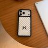ins lace polka dot bow for Apple 16/17Promax mobile phone case IP15 matte PC14 niche 13