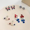 1 Pair Dangle Earrings Multi-styles Geometric Pattern Vintage Non-allergenic Painless Wearing Hypoallergenic Red White Blue Patriotic Dangle Earrings