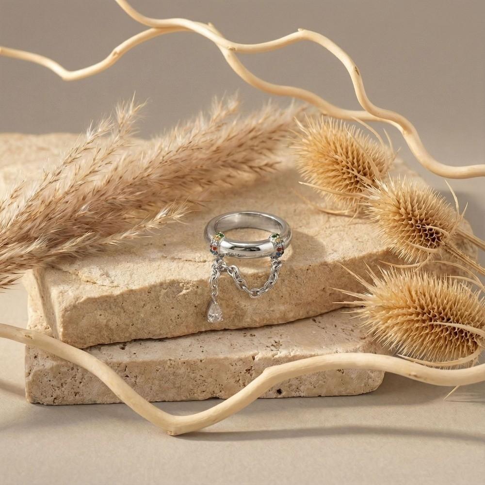 High Polished Tassel Ring 18k Gold Plated Pendant Ring Boho Charm Jewelry  Women