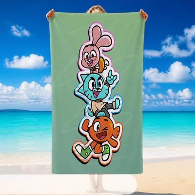 Quick Dry Beach Towel Amazing World of Gumball Pattern, Lightweight Absorbent Towel for Pool Beach Vacation Use