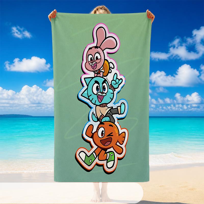 Quick Dry Beach Towel Amazing World of Gumball Pattern, Lightweight Absorbent Towel for Pool Beach Vacation Use