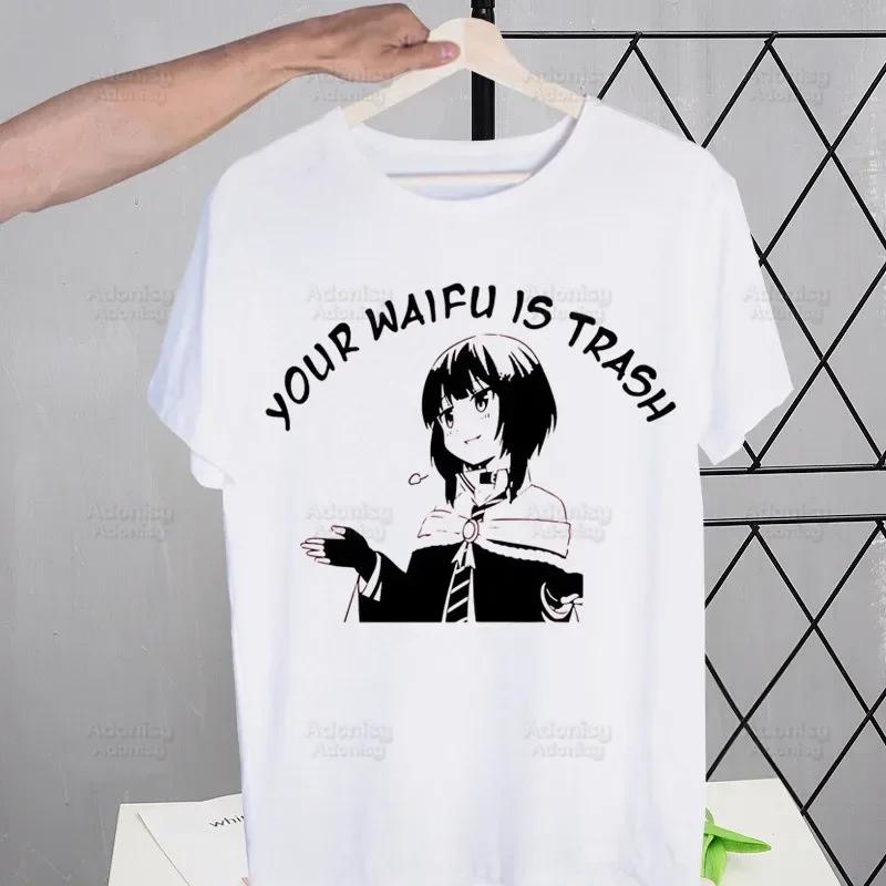 KonoSuba Megumin Kono Subarashii Kazuma Tshirts Men Shirt Harajaku Mens Clothing Summer Streetwear Casual Tee Short Sleeve Tops