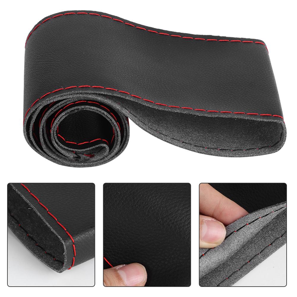 Microfiber Leather Steering Wheel Cover Universal DIY Sewing Car Interior Accessory 38cm 15in