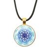 Klassische Lebensblume Seilkette Glasanhänger Halsketten Mandala Elegante und komplexe Muster Halsketten Damen Cabochon Schmuck