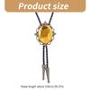 Handmade Vintage Jewelry Bolo Tie for Women Men Western Cowboy Artificial Leather Rope Necktie with Oval Stone Pendant