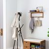Wall Coat Rack Coat Rack with Hooks Wall-Mounted Space-Saving 5 Kg Load Capacity, 50 X 16 X 17.5 Cm Natural Wood