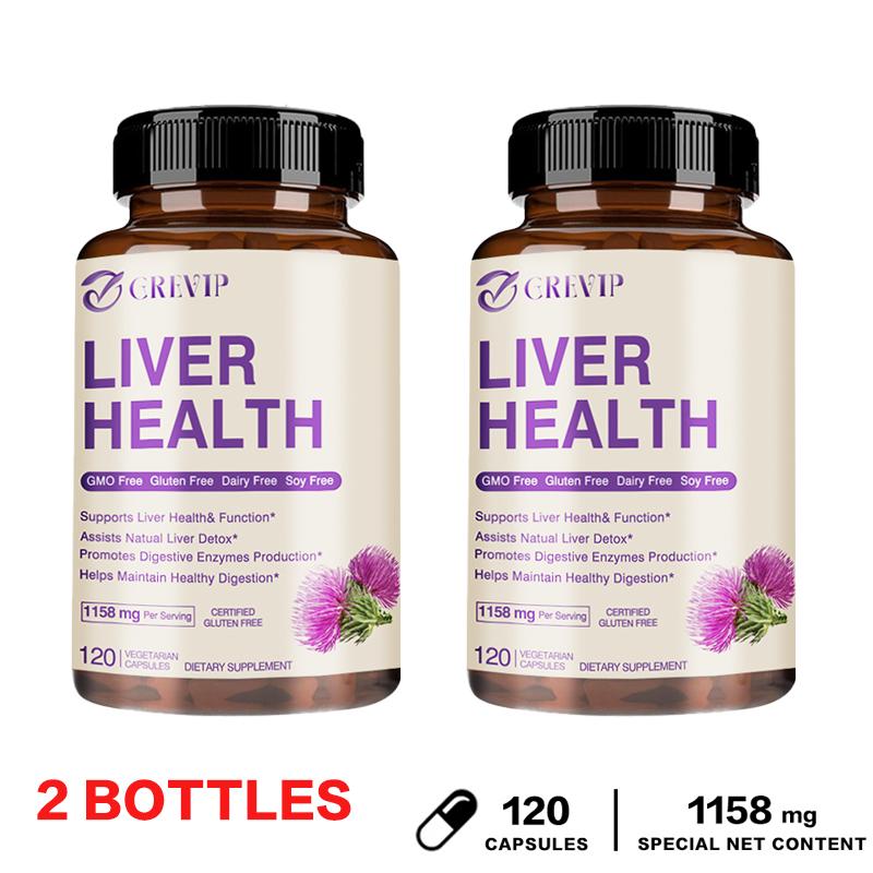 CREVIP Milk Thistle Liver Care Capsules, 1158mg, Plant Extract Liver Care, Digestive Diet Capsules, Suitable for Adults