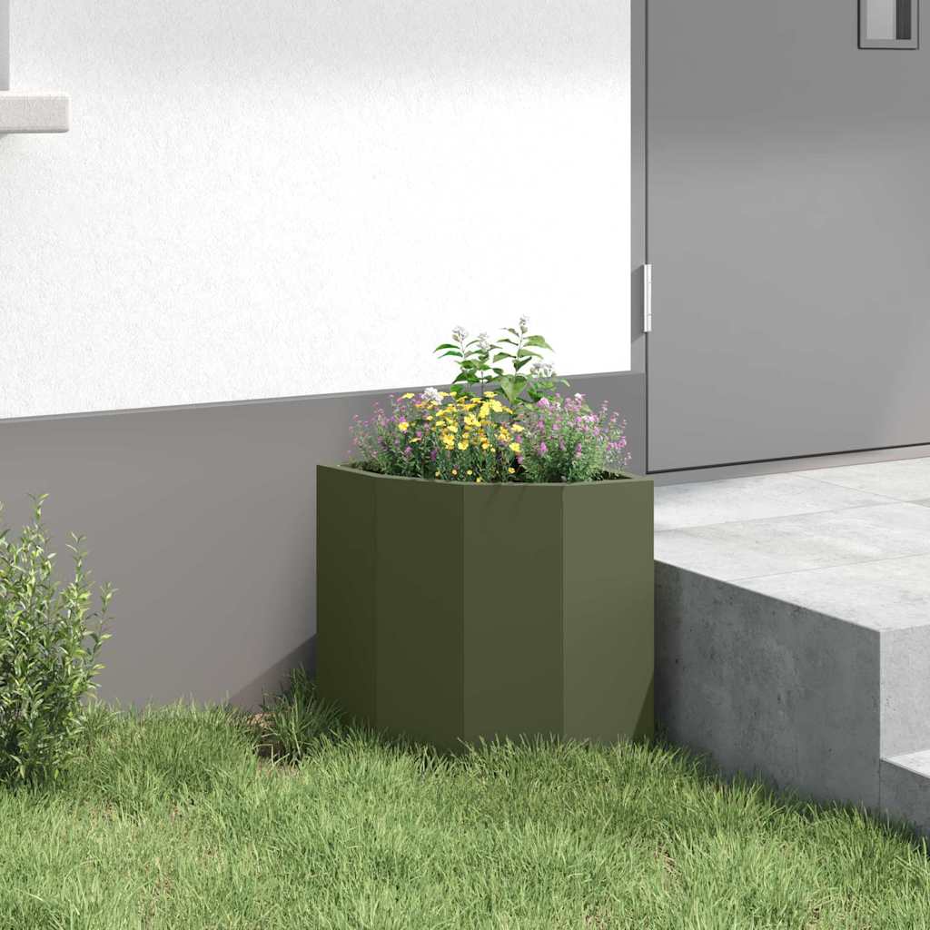 Corner Planter Olive Green 30 X 30 X 35 Cm Steel