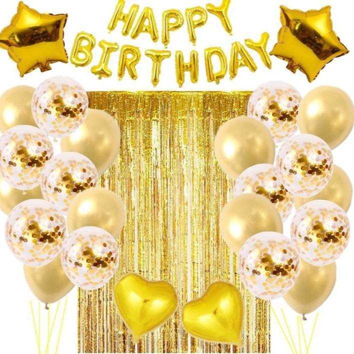 Happybirthday Birthday Balloon Set, Rain Curtain Birthday Letter Balloon Adult Kids Party