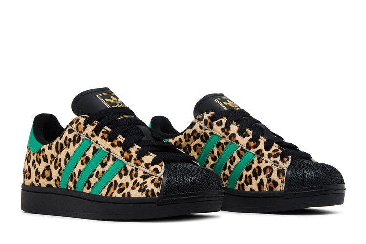 Women's Sneakers Adidas Superstar Black Green Leopard (Women's) Core Black/Court Green/Gold Metallic