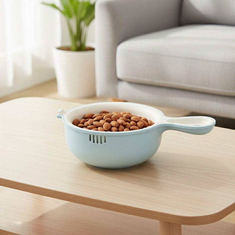 Space-saving Berry Cleaning Bowl Double-layer Strainer Ladle Fashion Drainage Basket Grape