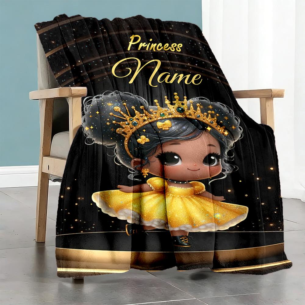 Pretty Princess Customize Text Blanket Throw Personalized Blanket Soft & Cozy Great for Nap Office Bedding Picnics Four Seasons Multipurpose