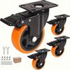 PVC Furniture Caster Wheels with Security Lock Swivel Plate Design 3/4/5in 1Pcs for Dresser Cabinet Moving Dolly