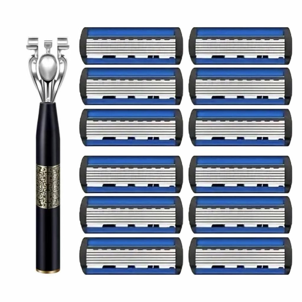 Men's Chinese Style Razor Set: Smooth, Comfortable Shave with Six-Layer Blades, 15 Pieces