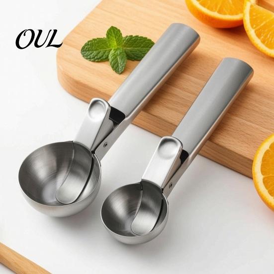 Effortless Food Portioning Tool Stainless Steel Ice Cream Scoop with Trigger, Easy Release Hard Durable Prep Dough Scooper, Professional Kitchen