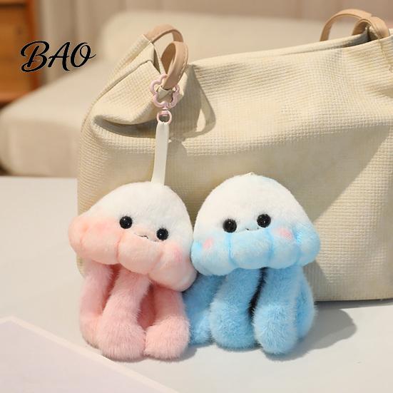 Weicher Plüsch Schlüsselanhänger Niedliche Qualle Rucksack Schlüsselanhänger, Anhänger für Geldbörse, Flauschiger Schlüsselring Meerestier Mädchen Frauen, Aquarium Souvenir Geschenk Auto