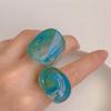 666 Korea Vintage Transparente Harz Vielseitige Ringe Schick Bunt Acryl Blau Geometrisch Unregelmäßiger Ring für Frauen Schmuck Geschenke
