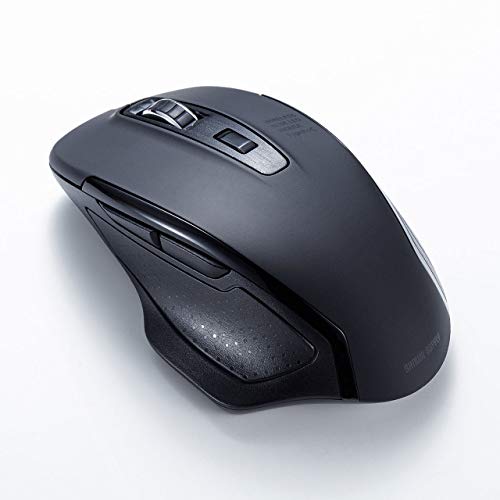 Sanwa Supply Silent Wireless Blue LED Mouse Type-C/A Connector Included Large 5 Button MA-WBLC169BK