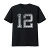 Unisexs Number 12 T Shirt Numbered Retro Style Birthday Black 2xl Vintage Washed Comfortable Casual Streetwear Unisex Breathable