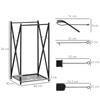 Internal and External Steel Tool Rack with 4 Tools, Wood Door for Stove with Tool Holder, Shovel, Brush and Pliers, 46x30x76cm, Black