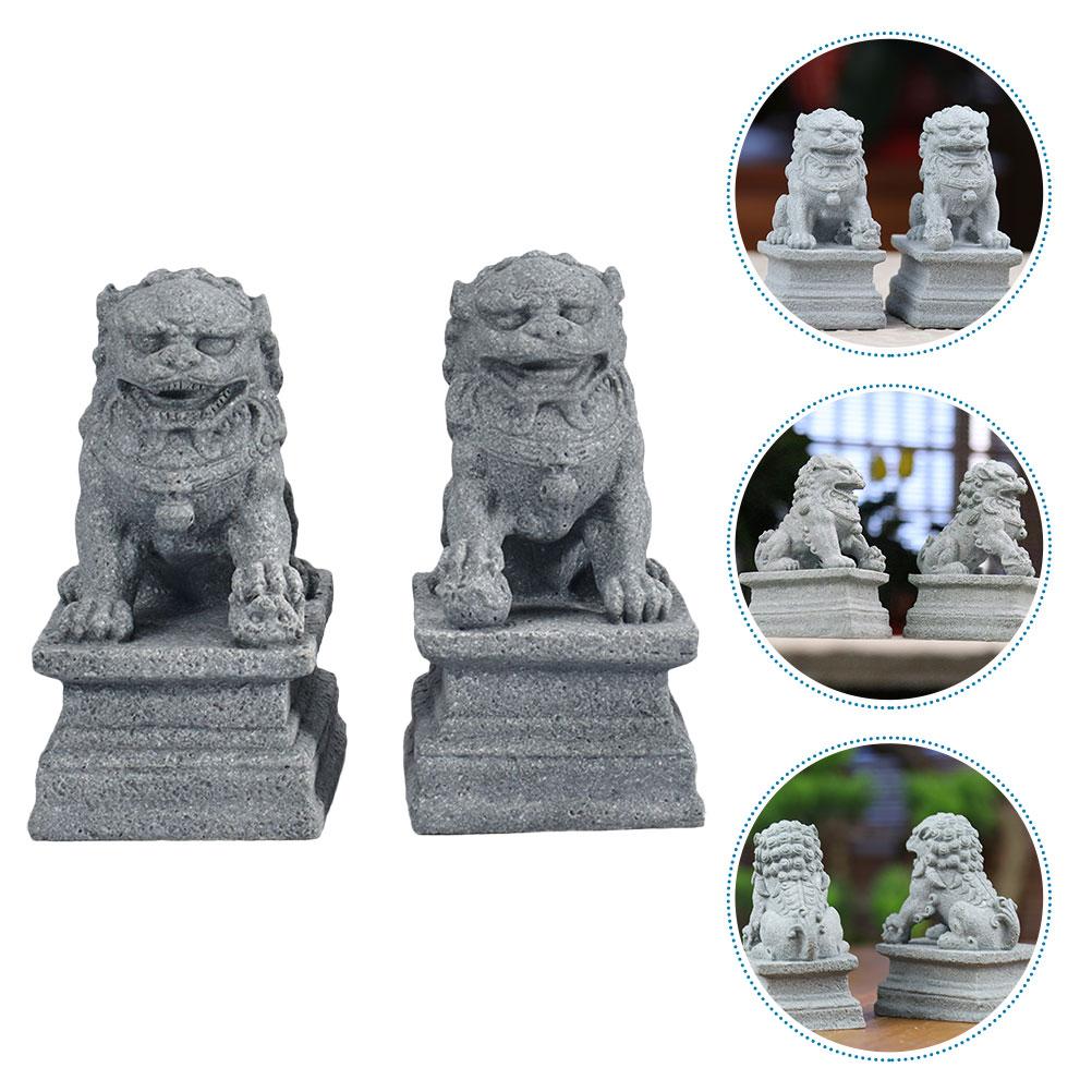 Löwenstatue Feng Statuen Shui Foo Wachhunde Mini Steinlöwe Dekor Chinesischer Stil Löwenstatue Desktop Feng Shui Schmuck