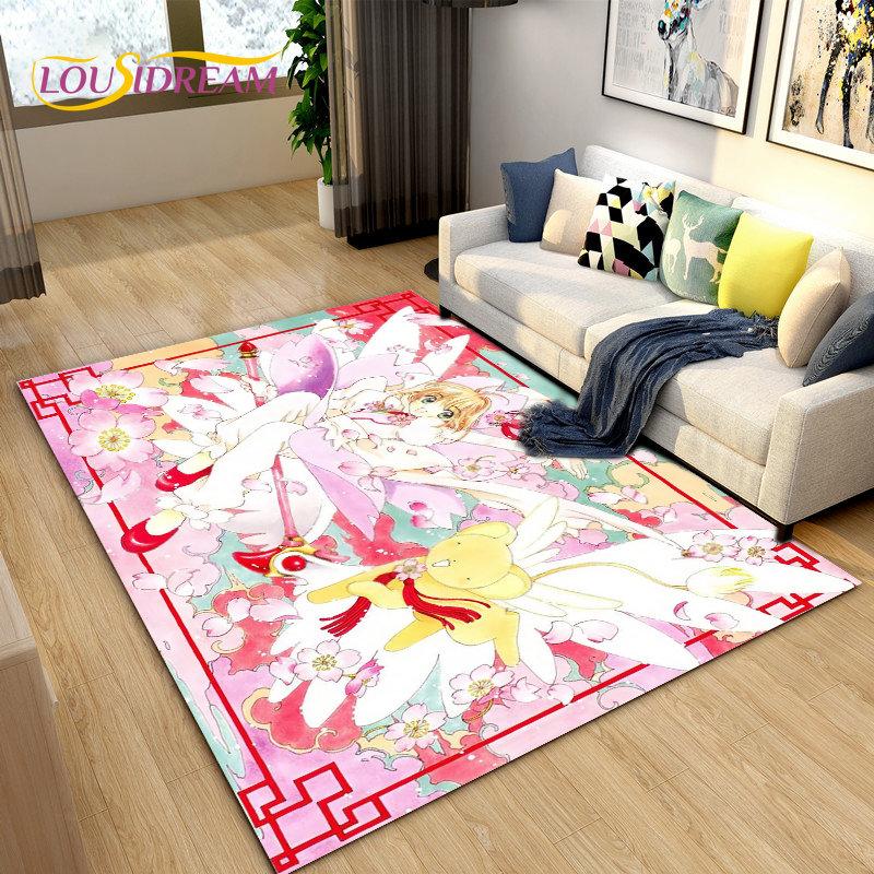 Cute Cartoon Cardcaptor Sakura Area Rug,Carpet Rug for Living Room Bedroom Sofa Doormat Decoration, Kids Play Non-slip Floor Mat