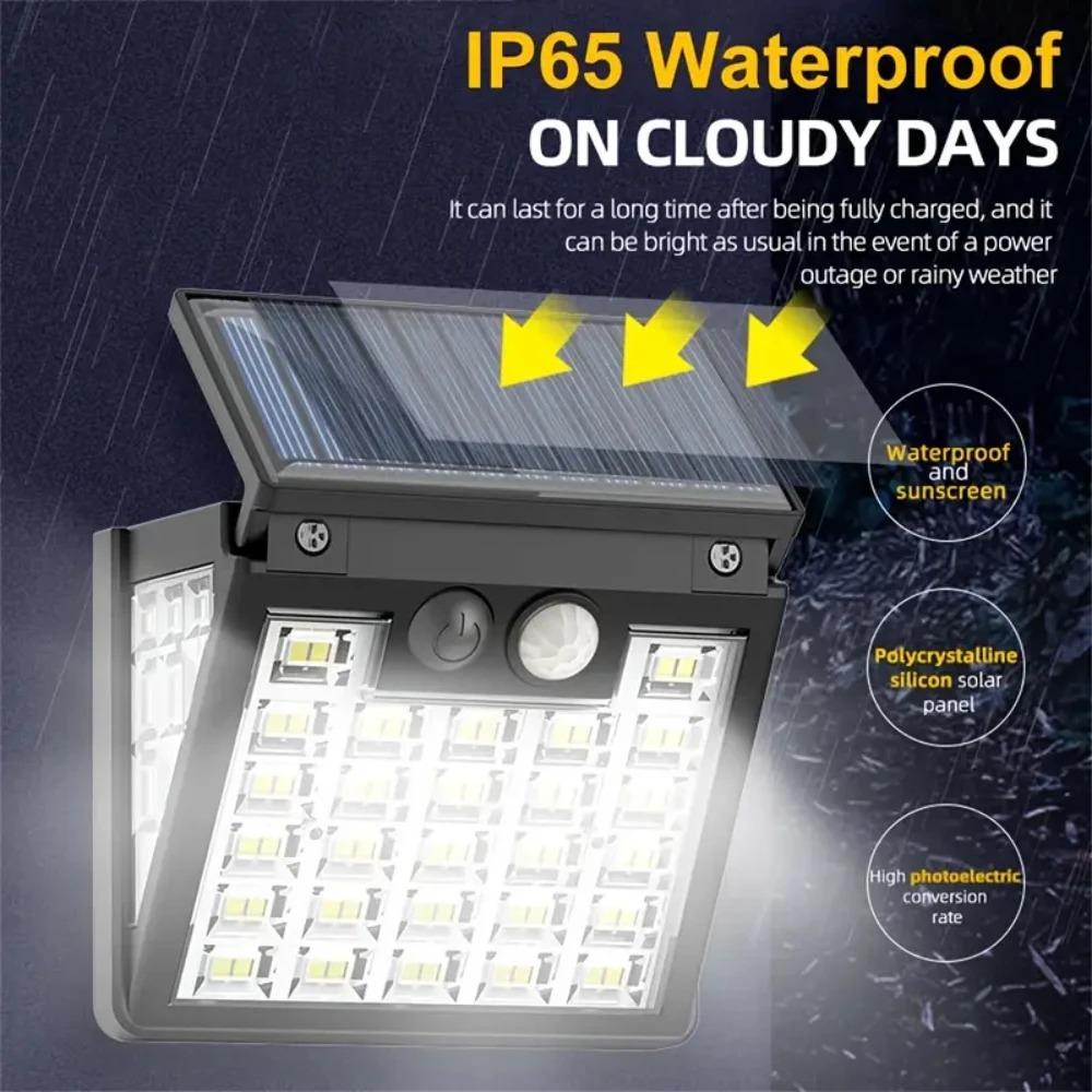 LED Solar Wall Lamp with Motion Sensor 3 Modes Foldable Waterproof Solar Lights for Outdoor Garden Security Lighting 2/4/8PCS