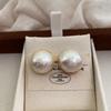 Half Round Cotton Pearl Stud Earrings Women'S 20 Light Luxury Retro Premium Large Pearl Earrings Temperament Earrings