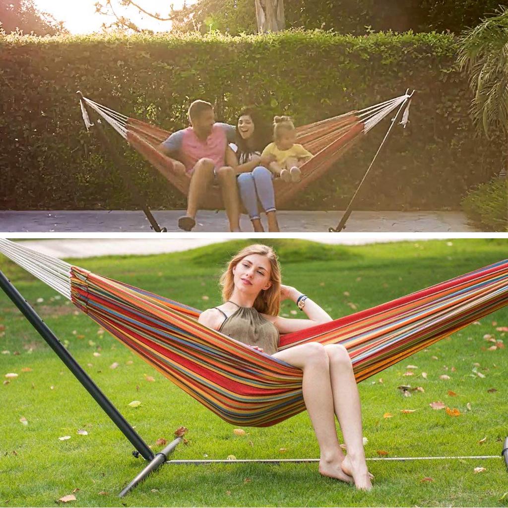 LifeFair Hängematte Freistehendes Gestell Doppel Für Innen- und Außenbereich Aufbewahrungstasche Tragfähigkeit 300kg Set, Größe, Verwendung, Enthalten,