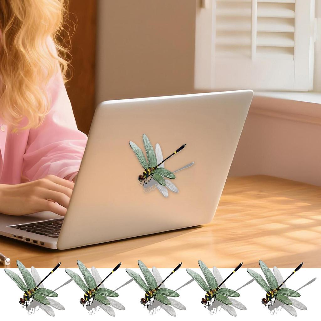 Car Dragonfly Decal 5 Pieces Waterproof Realistic Adhesive Dragonfly Sticker Wall Laptop Truck Animal Decal For Bumper Door