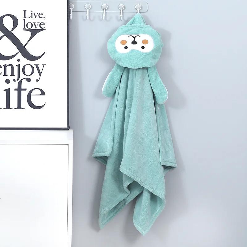 Bebek Yenidoğan Banyo Havlusu Kapşonlu Mercan Polar Su Emici Bornoz Kundak Banyo Havluları Banyo Yumuşak Battaniye Karikatür Hayvanlar