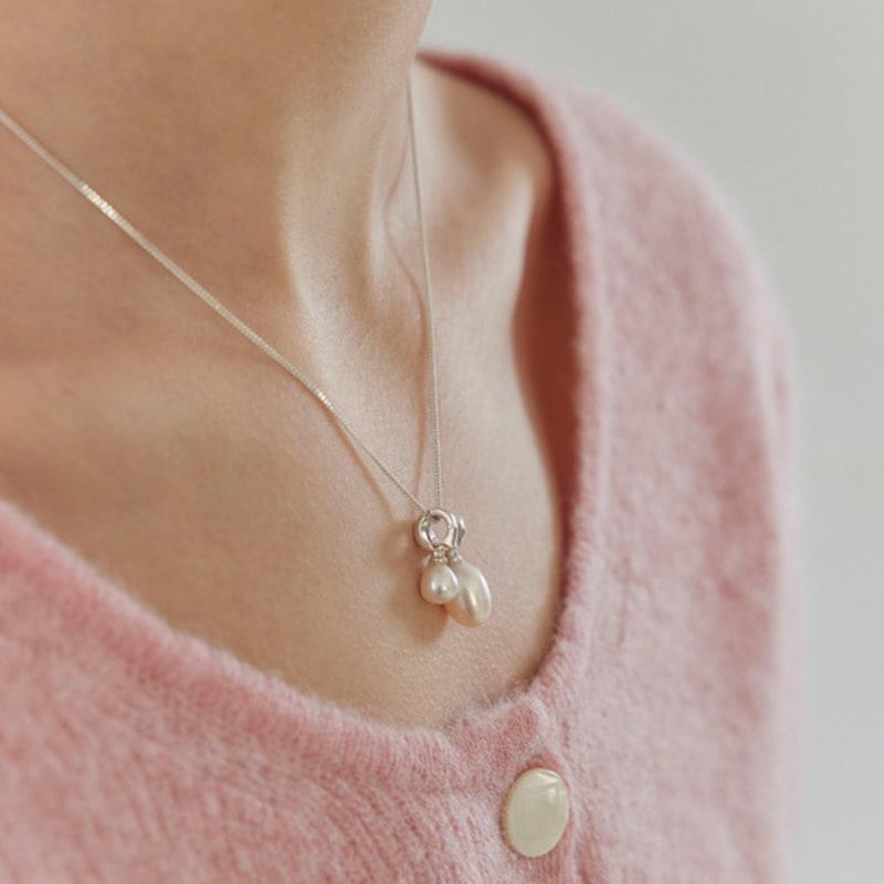 Murmur [925silver]Oval Drop Pearl Necklace
