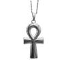 Retro Sliver Color Ancient Egyptian Symbol of Life Ankh Cross 80x42mm Large Pendant Necklace for Women Men Halloween Jewelry