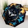 1pc Flame-Crowned Wolf Automatic Opening and Closing Folding - A Good Choice for Gifts, Fashionable and Convenient Umbrella With Cute Cartoon Cha