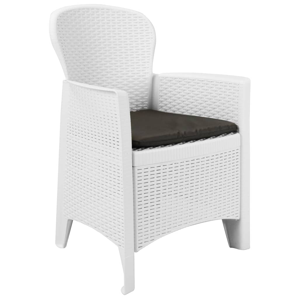 Garden Chairs 2 pcs with Cushions White Plastic Rattan Look