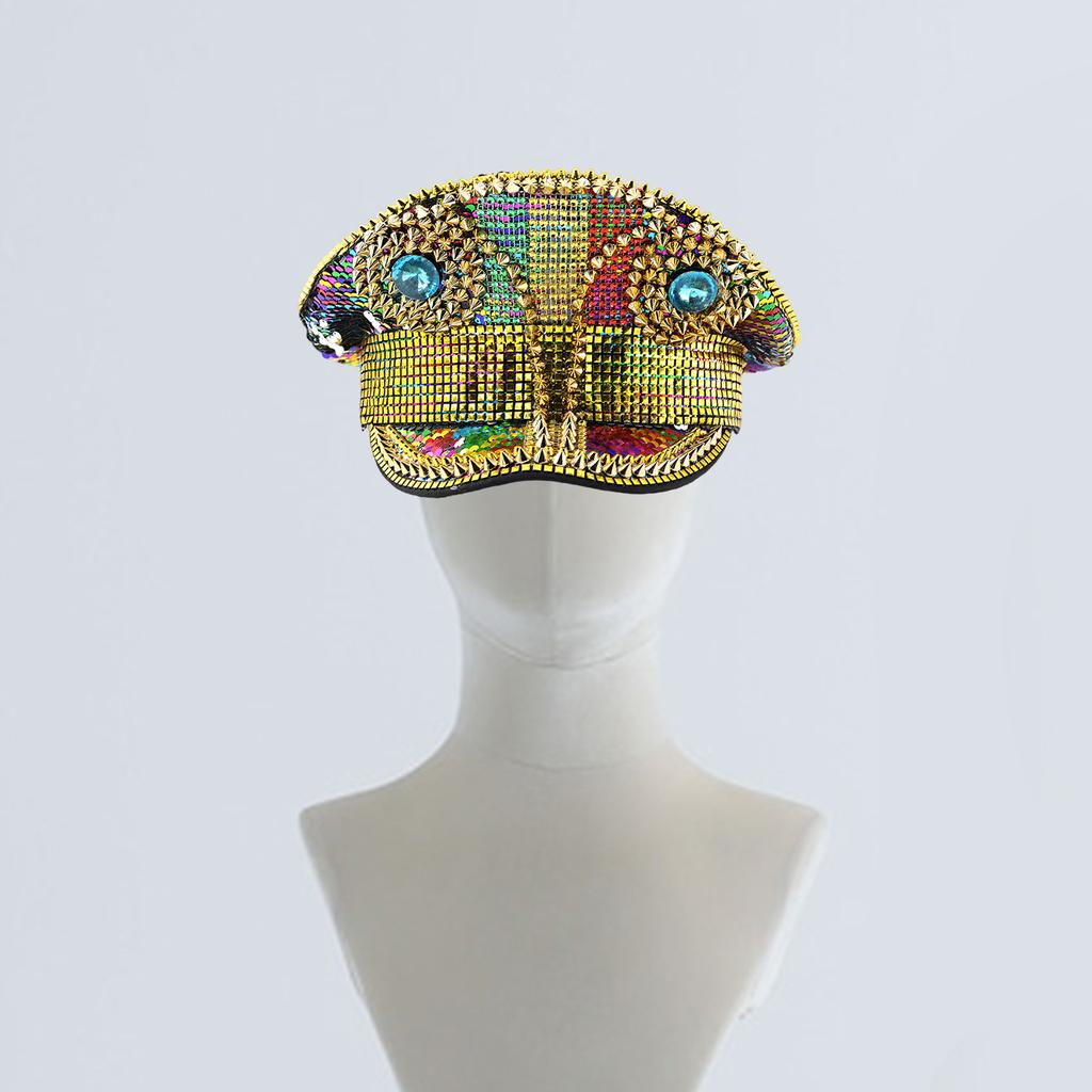 Cappello da Capitano Borchiato Arcobaleno Rivetti Gioiello Cappello da Marinaio Regolabile Cappello alla Moda per Attività all'Aperto Unisex
