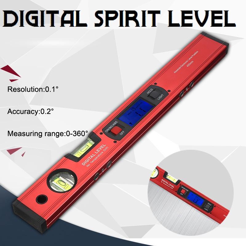 

Цифровой транспортир 400 мм Искатель угла электронный уровень 360 Инклинометр с магнитами Уровень тестер угла наклона Линейка
