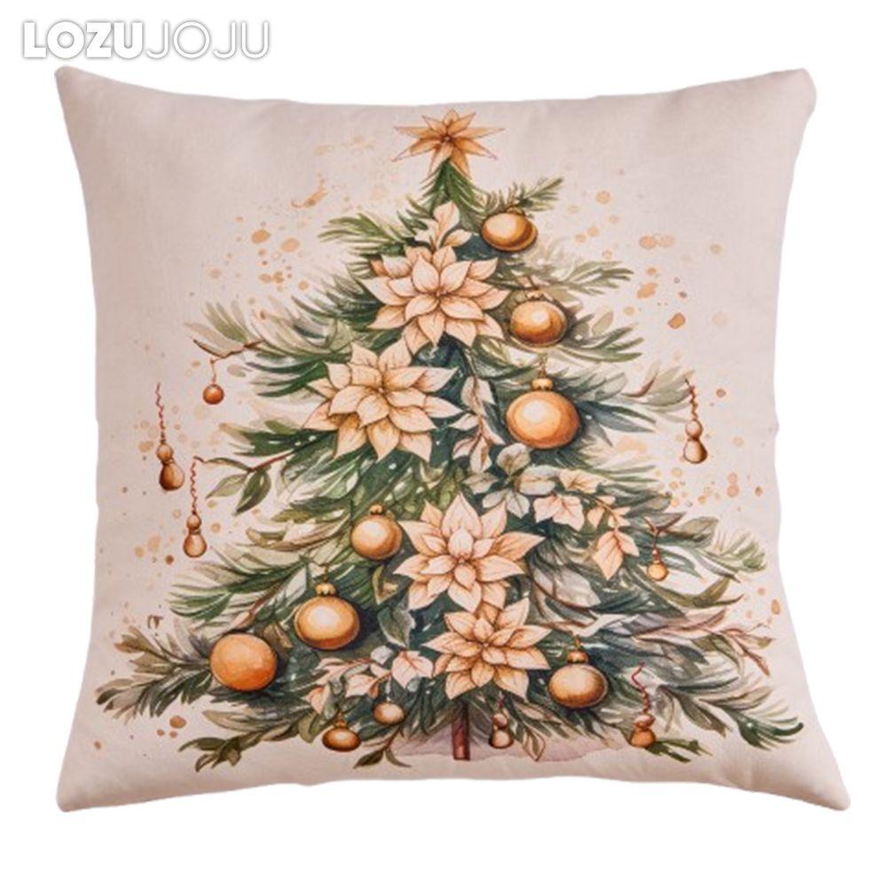 1PC LOZUJOJU Christmas Pillowcase Hand drawn Christmas tree cluster printed Cushion Cover for Sofa Living Room Bedroom Home Decor Party Decor