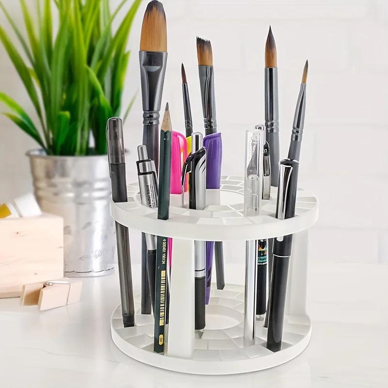 Multifunctional Makeup Brush Holder, Large Capacity Rotating Round Organizer for Brushes and Pencils (Without Makeup Brushes)