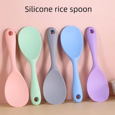 Cuchara y Espátula de Arroz Antiadherentes de Silicona - Suave con las Ollas, Ideal para Remover Arroz - Utensilio de Cocina