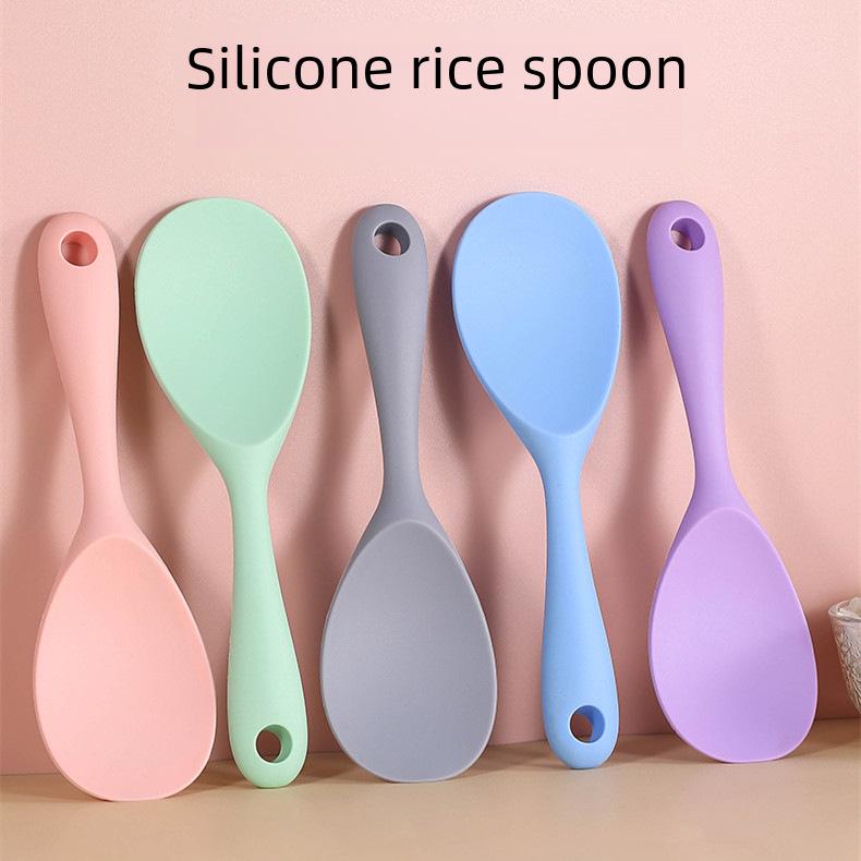 Cuillère à riz et spatule en silicone antiadhésif - Doux pour les casseroles, idéal pour remuer le riz - Ustensile de cuisine