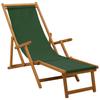 Foldable Sun Lounger 3 Position Solid Eucalyptus Wood Green