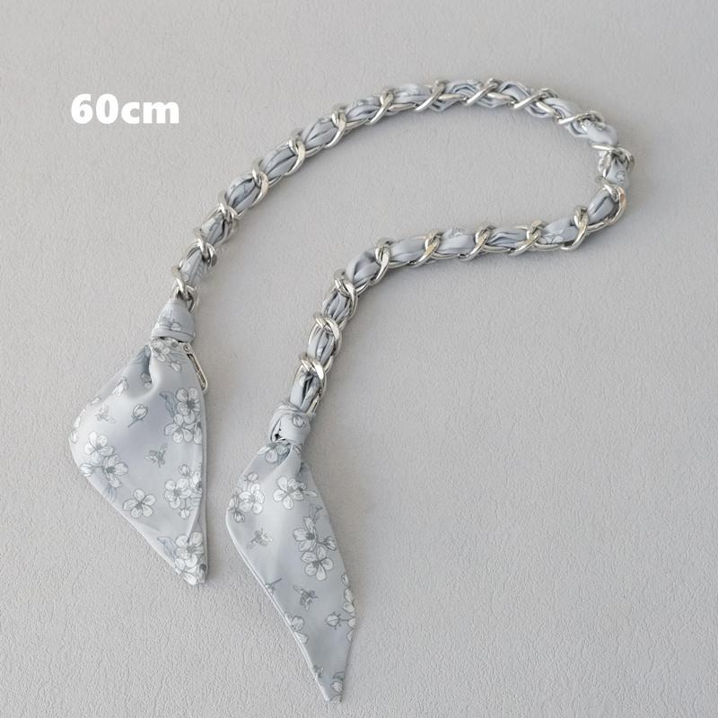 New Fashion Brand Woman Handbag Accessory Chains Detachable Floral Print Gold Silver Metal Silk Shoulder Strap Women DIY Chain Bag Handles