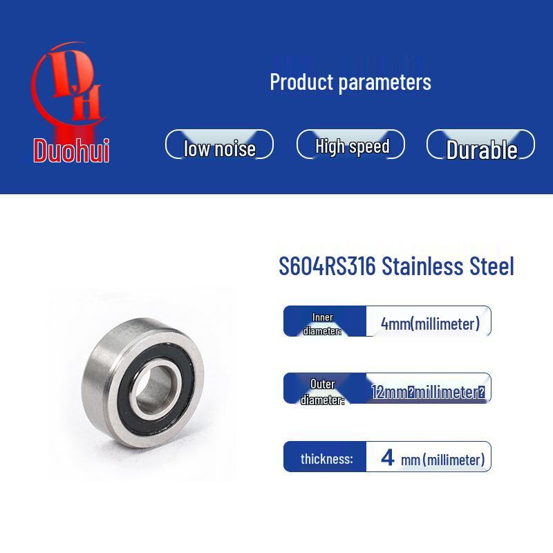 316 Stainless Steel Acid and Alkali Resistant Miniature Ball Bearing (Models 603-609, 688)